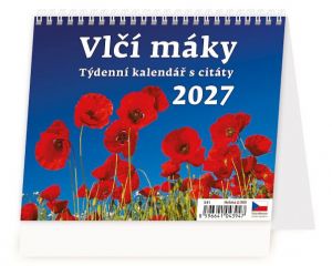 Kalendář stolní Vlčí máky 2027, 17,1cm x 13,9cm, S41-27