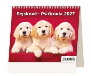 Kalendář stolní MiniMax Pejskové/Psíčkovia 2027, 17,1cm x 13,9cm, SM13-27