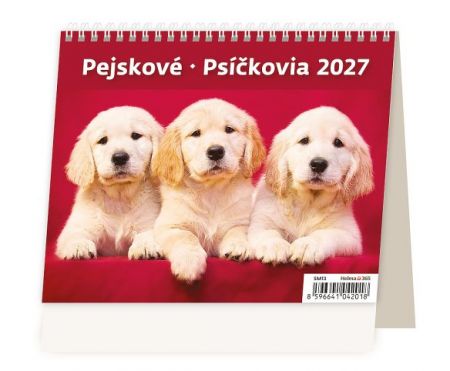 Kalendář stolní MiniMax Pejskové/Psíčkovia 2027, 17,1cm x 13,9cm, SM13-27