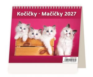 Kalendář stolní MiniMax Kočičky/Mačičky 2027, 17,1cm x 13,9cm, SM12-27