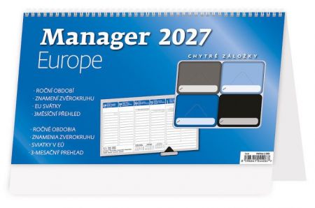 Kalendář stolní Manager Europe 2027, 30,1cm x 18cm, S60-27