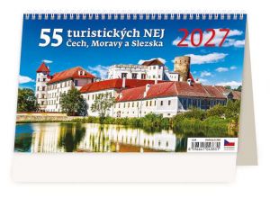 Kalendář stolní 55 turistických NEJ Čech, Moravy a Slezska 2027, 22,6cm x 13,9cm, S24-27