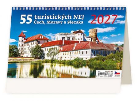 Kalendář stolní 55 turistických NEJ Čech, Moravy a Slezska 2027, 22,6cm x 13,9cm, S24-27