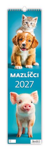 Kalendář nástěnný Mazlíčci 2027, 12cm x 48cm, N196-27