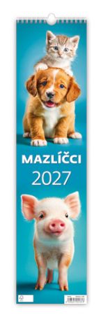 Kalendář nástěnný Mazlíčci 2027, 12cm x 48cm, N196-27