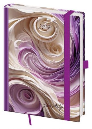 Diář týdenní B6 Vario - Matragi Violet s gumičkou 2027, 12cm x 16,5cm, DVR433-29-27