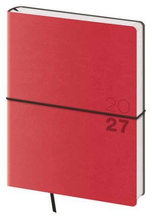 Diář týdenní B6 Flexio - červená 2027, 12cm x 16,5cm, DFO433-2-27