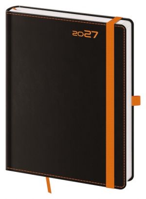 Diář týdenní B6 Black Orange s poutkem na propisku 2027, 12cm x 16,5cm, DB433-5-27