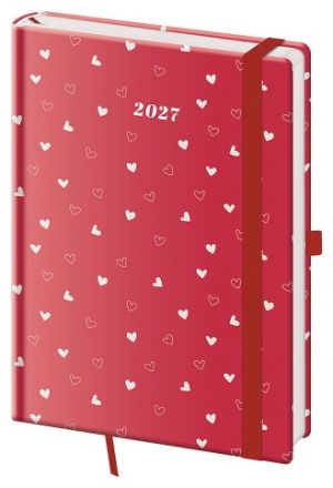 Diář týdenní A5 Vario - Hearts s gumičkou 2027, 14,3cm x 20,5cm, DVR423-19-27