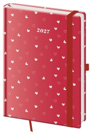Diář týdenní A5 Vario - Hearts s gumičkou 2027, 14,3cm x 20,5cm, DVR423-19-27