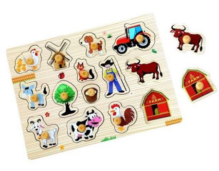 2Kids Toys Dřevěné puzzle Farma 14 dílků