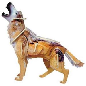 Woodcraft Dřevěné 3D puzzle Vlk barevný