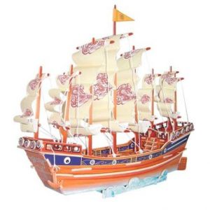 Woodcraft Dřevěné 3D puzzle Barevná plachetnice PC131