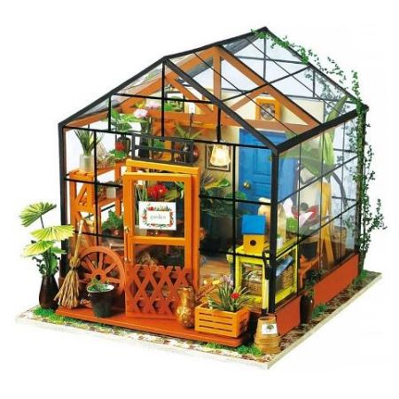RoboTime 3D dřevěná skládačka Miniatura domečku Květinový skleník