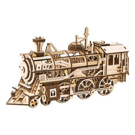 RoboTime 3D dřevěná mechanická skládačka Parní lokomotiva