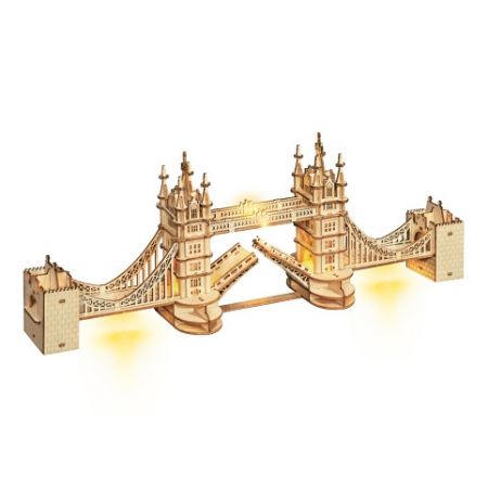 RoboTime 3D dřevěná mechanická skládačka Tower Bridge svítící