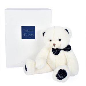 Doudou Histoire d‚Ours Plyšový medvídek s tmavě modrým motýlkem 30 cm