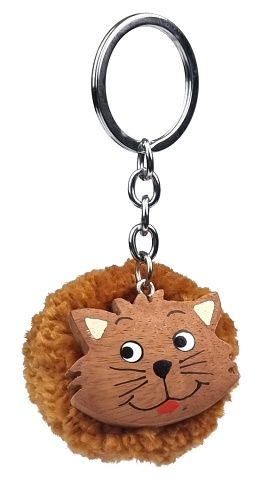 2Kids Toys Dřevěná klíčenka pompon Kočka