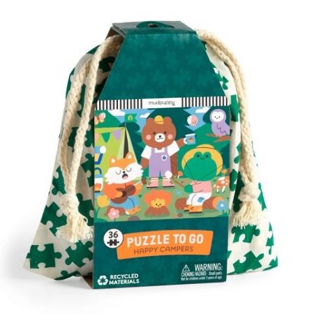 Mudpuppy Puzzle Veselí kempaři v látkovém pytlíku 36 dílků