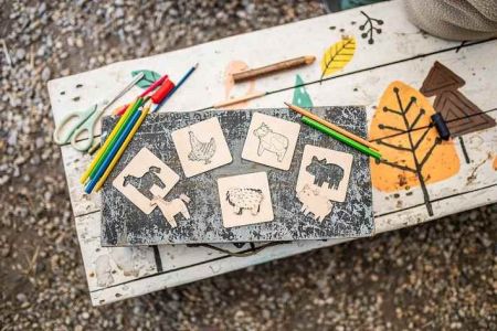 BeWooden Lišácké vkládací puzzle 4 v1 - Farma