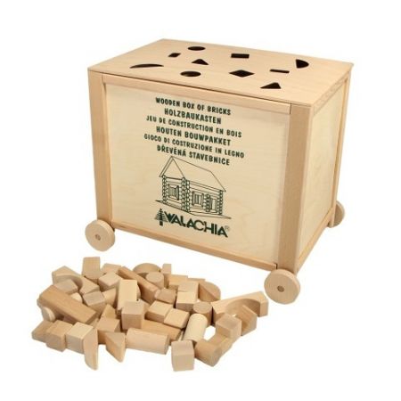 Walachia Dřevěná skládací stavebnice Construct Box vkládačka natural 300 dílů