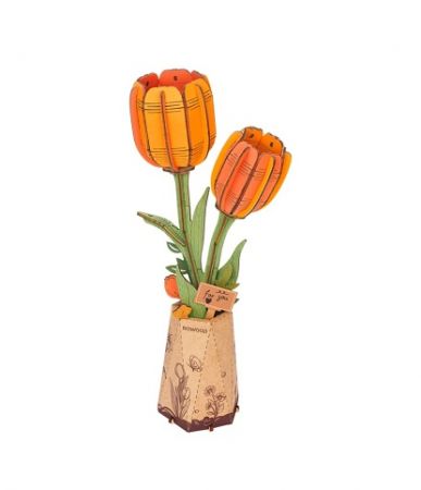 RoboTime 3D dřevěná skládačka Oranžový tulipán