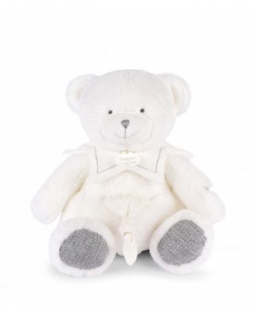 Doudou Dárková sada Plyšový medvídek s dečkou 30 cm šedý