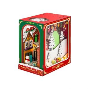 2Kids Toys 3D skládačka Zarážka na knihy Miniatura domečku Bílé Vánoce