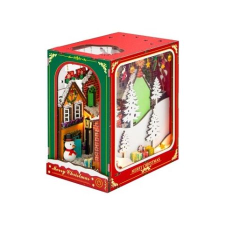 2Kids Toys 3D skládačka Zarážka na knihy Miniatura domečku Bílé Vánoce