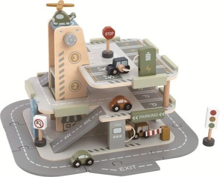 2Kids Toys Dřevěná garáž s cestou