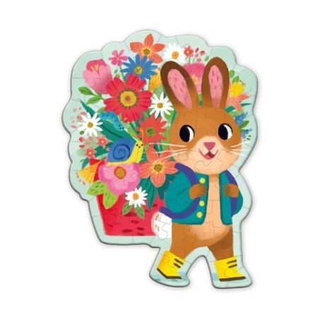 Mudpuppy Puzzle s blahopřáním Zajíček s kyticí