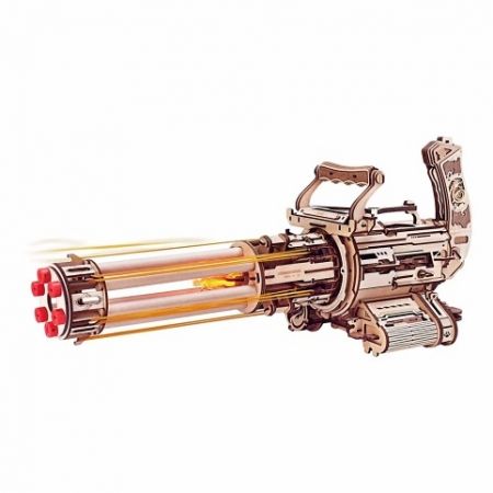 RoboTime 3D dřevěná mechanická skládačka Rotační kulomet