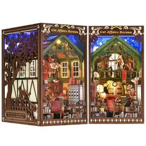 2Kids Toys 3D skládačka Zarážka na knihy Miniatura domečku Úřad pro záležitosti koček