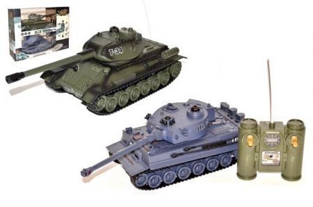 Tank RC 2ks 36cm+dobíjecí pack tanková bitva 27MHZ a 40MHz se zvukem se světlem v krabici