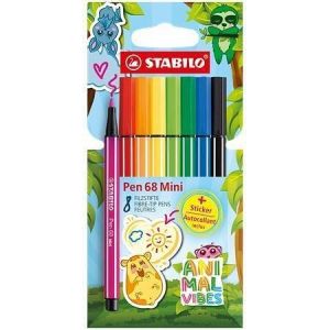 Fixy "Pen 68 Mini Animal Vibes", 8 barev, 1 mm, sada, STABILO 668/8-07