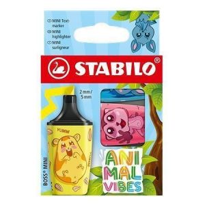 Zvýrazňovač "Boss Mini Animal Vibes", 3 barvy, 2-5 mm, sada, STABILO 07/03-73