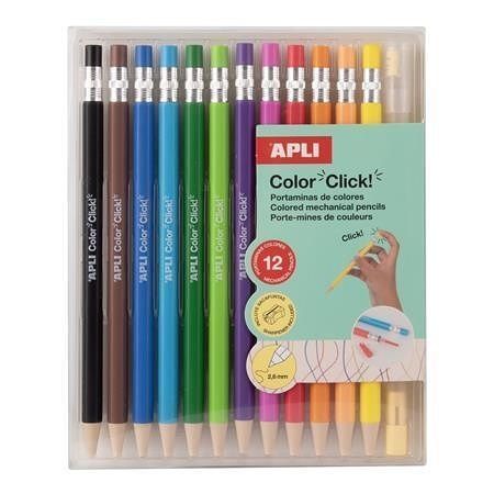 Mechanická pastelka "Color Click", 12 různých barev, sada, APLI 20546
