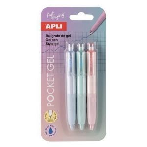 Gelové mini pero “Pocket Gel”, různé pastelové barvy, 0,5 mm, stiskací mechanismus, 3 ks,