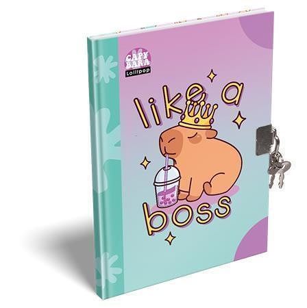 Deník/památník se zámkem "Lollipop Capybara", zeleno-fialová, A5, čistý, 60 listů, LIZZYSU