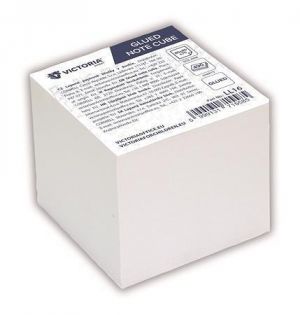 Papírové bločky v kostce, 85 x 85 x 70 mm, 490 listů, lepené, VICTORIA OFFICE