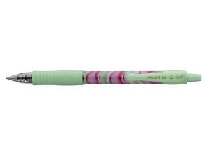 Gelové pero "G-2 Flow", modrá, 0,32 mm, stiskací mechanismus, zelené tělo, PILOT BL-G27-FL