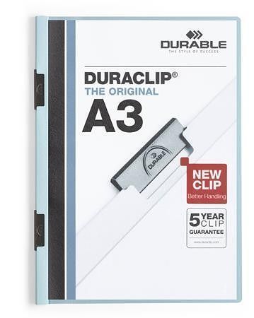 Desky s rychlovazačem "DURACLIP 60", modrá, s klipem, A3, 10 ks/balení, DURABLE 221806