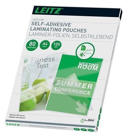 Laminovací fólie, 80 mikronů, A4, lesklá, samolepicí, 100 ks, LEITZ 33872