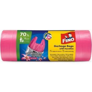 Pytle na odpadky "Premium handles Aromatic", růžová, s vůní bílých květů, 70 l, 15 ks, FIN