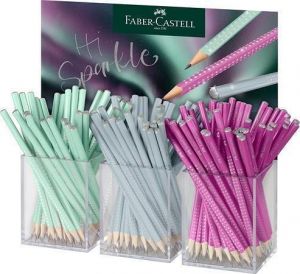 Grafitová tužka "Sparkle Aurora", displej/144 ks, mix barev, B, trojhranná, FABER-CASTELL 