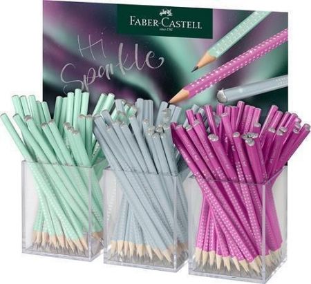 Grafitová tužka "Sparkle Aurora", displej/144 ks, mix barev, B, trojhranná, FABER-CASTELL