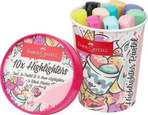 Zvýrazňovač "Textliner 46", 10 různých pastelových barev, 1-5 mm, v kelímku, FABER-CASTELL