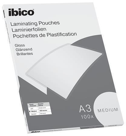 Laminovací fólie "Medium", 100 mikronů, A3, lesklá, 100 ks, IBICO 627312