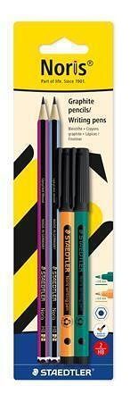 Grafitová tužka "Noris colour edition set", 2 ks+oranžový a zelený fix, HB, sada, STAEDTLE