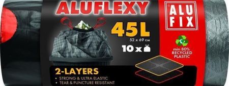 Pytle na odpadky "Aluflexy", černá, zatahovací, 45 l, 10 ks, LDPE, ALUFIX